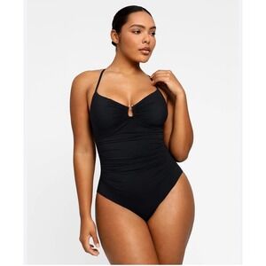 NWT Shapellx U-Ring Cut Out Shaping Swimsuit One Piece Ruched Keyhole XL